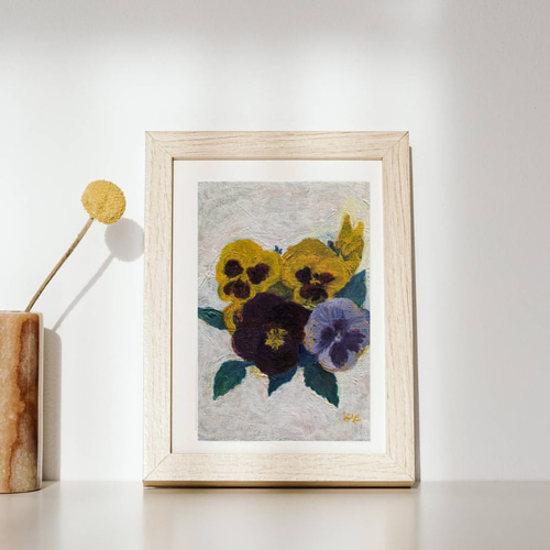 絵画・油絵】パンジー( 三色菫 ( さんしょくすみれ ) )｜アート 花