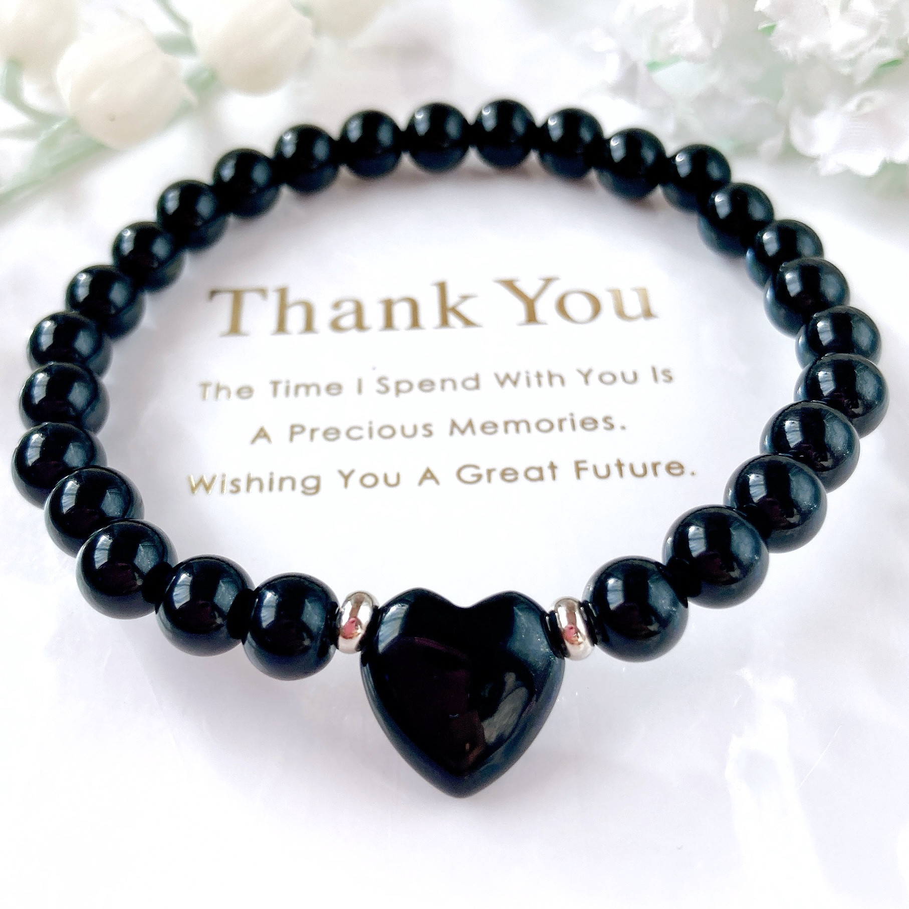 オニキスハートちゃん天然石ブレスレット