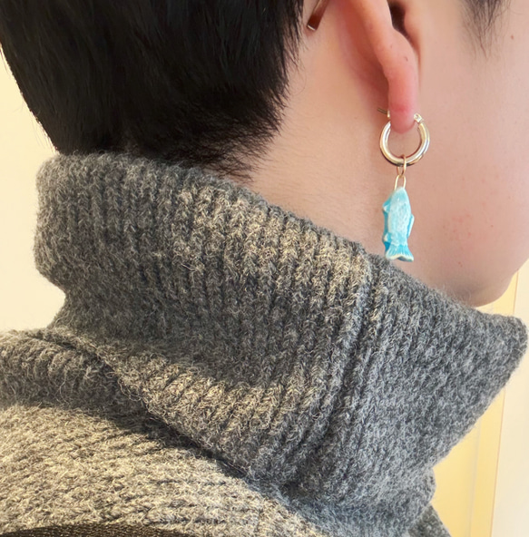 フープピアス　fish.on 双子パール　pierce 5枚目の画像