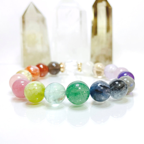 ✴︎パステルカラー✴︎ 『10種類の天然石ブレスレット』 高品質 1点物 石流通センター 高級一点物 ブレスレット モルダバイト MD254