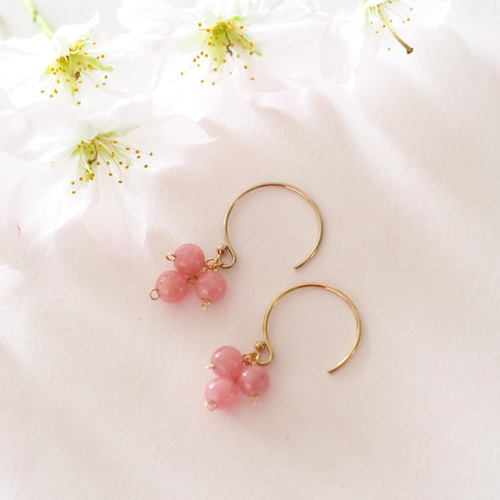 再］14kgf cherry blossomsピアス/イヤリング 選べる3色♡さくらんぼ