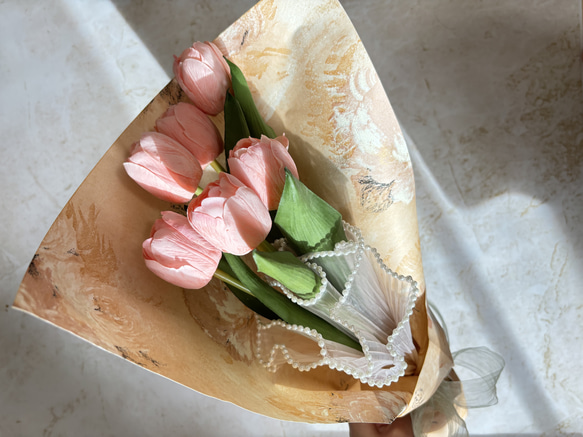 即日発送可能　Bouquet de Tulipes -01- 韓国風花束　チューリップ　ブーケ　花束 4枚目の画像