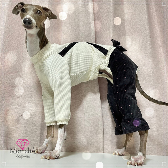 ハンドメイド犬服　細コーデュロイ三段フリルワンピース 犬服ハンドメイド リボン付き3段フリルワンピース DIY dog clothes