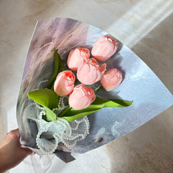 即日発送可能　Bouquet de Tulipes -02- 韓国風花束　チューリップ　ブーケ　花束　記念日　 3枚目の画像