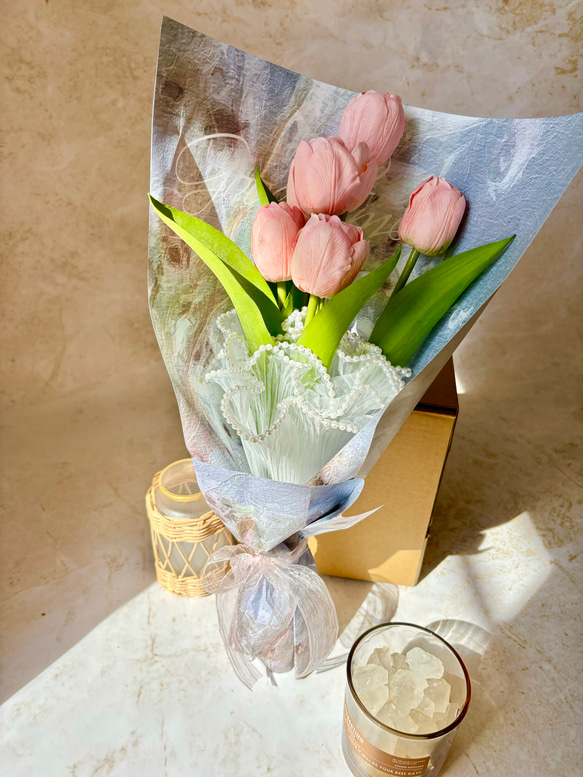 即日発送可能　Bouquet de Tulipes -02- 韓国風花束　チューリップ　ブーケ　花束　記念日　 2枚目の画像