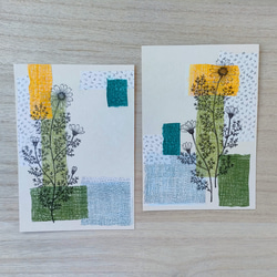 コラージュで彩るポストカード「黄色の花」 1枚目の画像