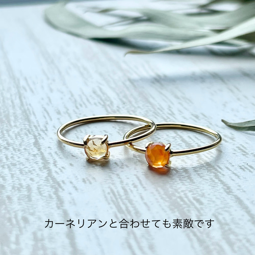 silver925》シトリン ローズカット 4本爪 リング ロジウム 18kgp