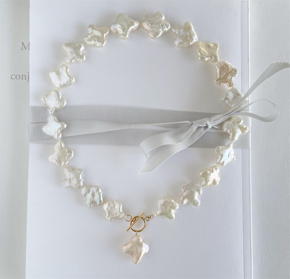 淡水珍珠不規則花形珍珠頸鍊 (K14gf) 約 40 厘米 第11張的照片
