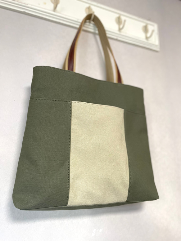 Michi  bag ＊トート＊スクエア〈カーキ〉 5枚目の画像