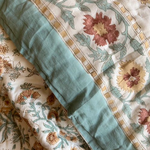 良質インド綿 ブロックプリント ハンドキルト布団 その他