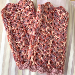 handmade♡指なしミトン SALE！！ かぎ針編み指なしミトン / ローズ系 手袋・ミトン MO