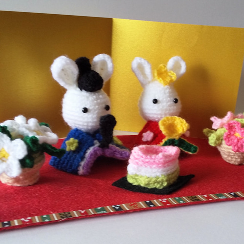 ひなまつり＊あみぐるみ＊うさぎ雛＊桜＊橘＊菱餅 ひな人形・雛飾り ほ