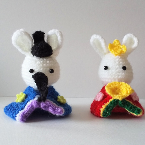 ひなまつり＊あみぐるみ＊うさぎ雛＊桜＊橘＊菱餅 ひな人形・雛飾り ほ