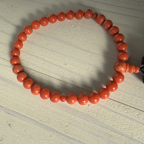 袋付き】【憧れの赤珊瑚約8ミリ念珠】珊瑚数珠・片手略式タイプ・多種