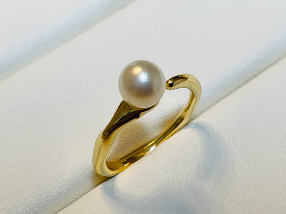 RAK57 照り艶の良い あこや パールリング 真珠指輪 日本産海水本真珠