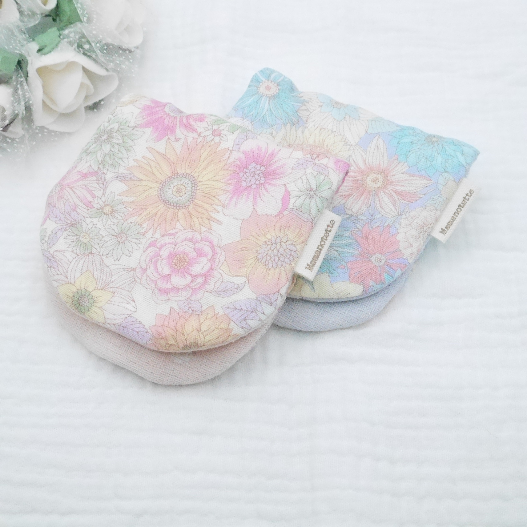 121.ふわふわ♡ガーゼハンカチ♡ハーフ4枚セット 聴け ¥1200