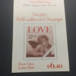 40201　バレンタイン　LOVE切手帳（未使用）シールタイプ　アメリカ発行　天使　愛　 3枚目の画像