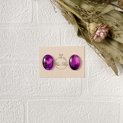 1点もの】アルコールインクアート×ガラスカボション ピアスor  