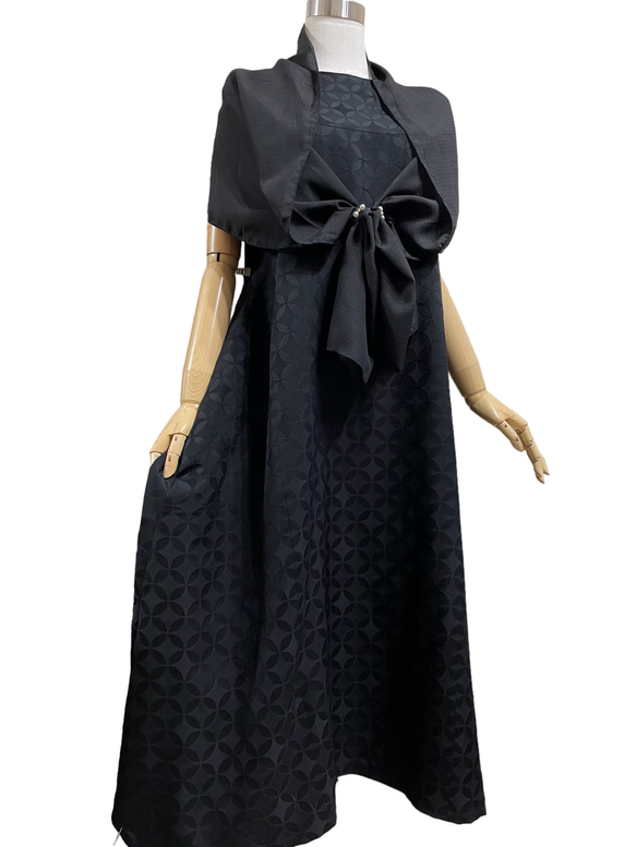 送料無料 着物 リメイク 絽 正絹 ショール ドレスやワンピースに ハンドメイド 2枚目の画像