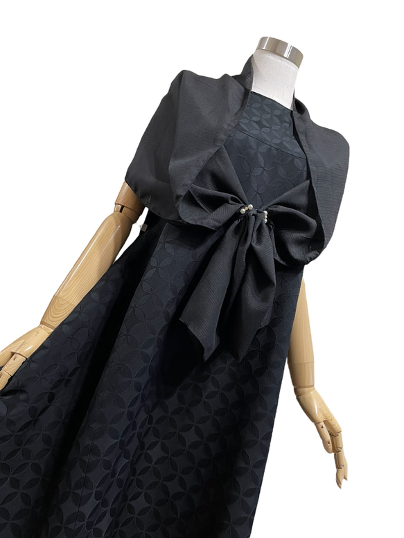 送料無料 着物 リメイク 絽 正絹 ショール ドレスやワンピースに ハンドメイド 1枚目の画像
