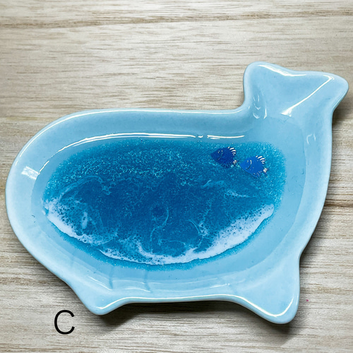 波アート クジラのアクセサリーディッシュ☆エポキシレジン その他