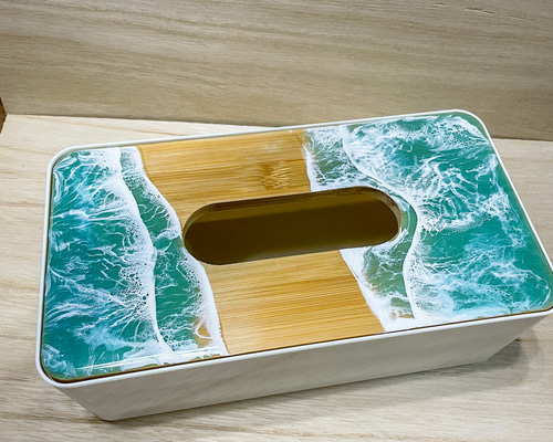 波アート ティッシュボックスNo．1☆エポキシレジン その他