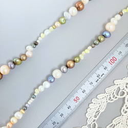 【マルチカラー】バロック淡水真珠のロングネックレス 6枚目の画像