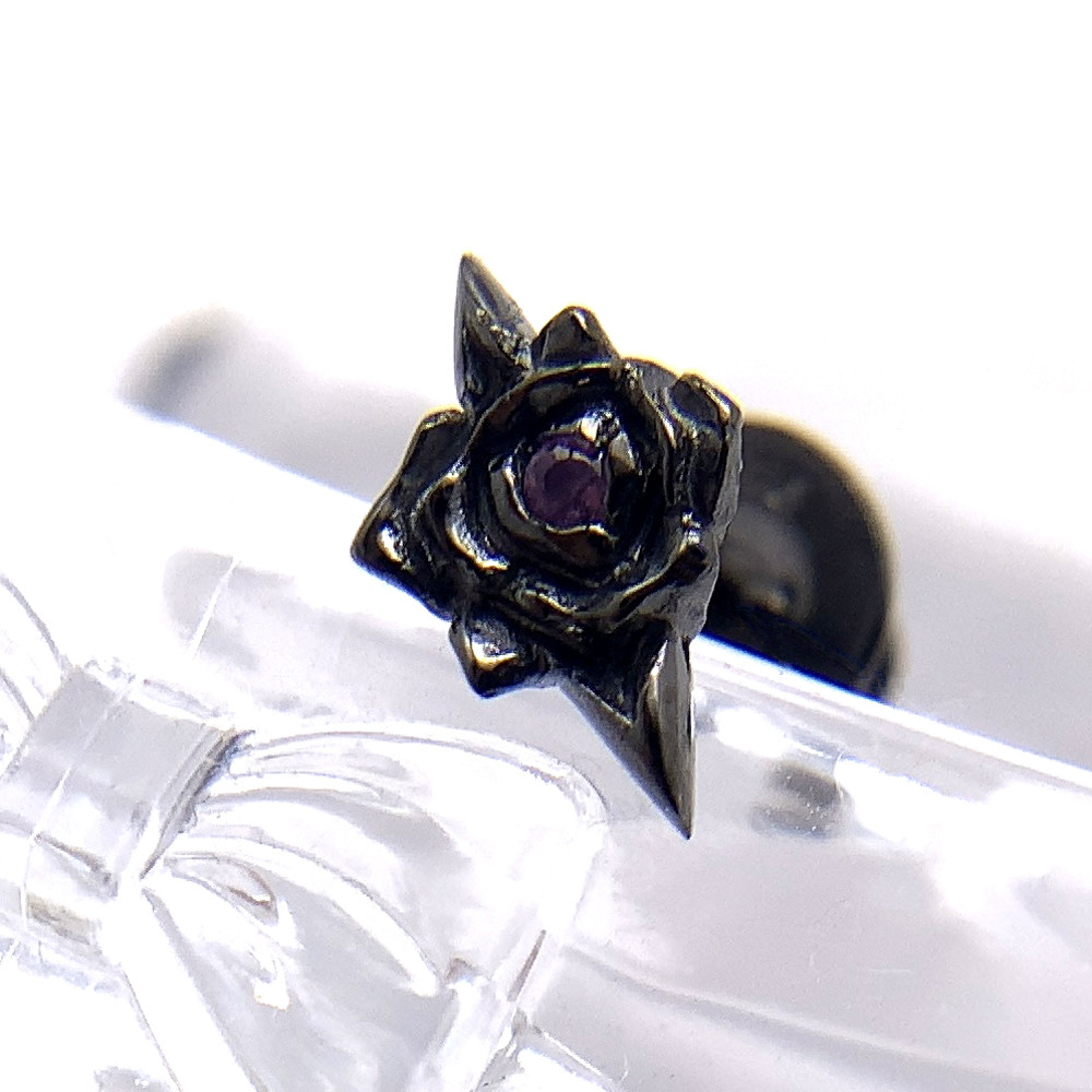 黒薔薇 ピアス アメジスト/シルバー925/片耳用 セカンドピアス/ゴシック/ヴィジュアル系/メンズピアス