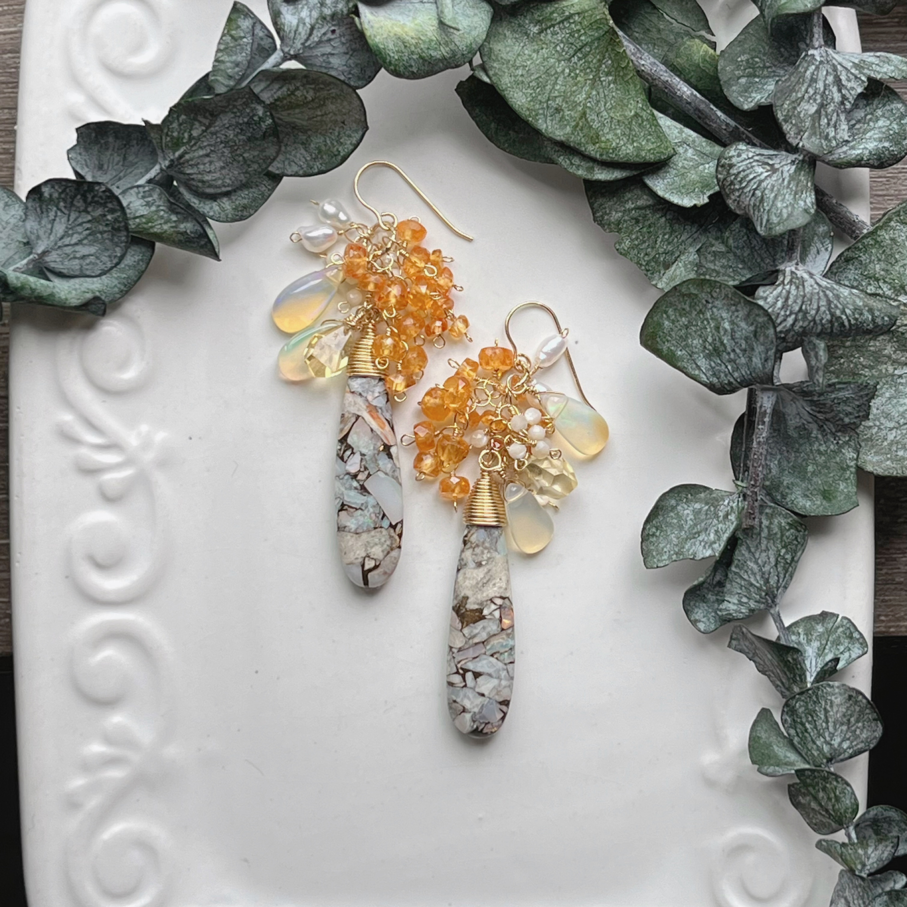 【14kgf】エチオピアオパールコッパー ロングピアス しゃららん 4,343円