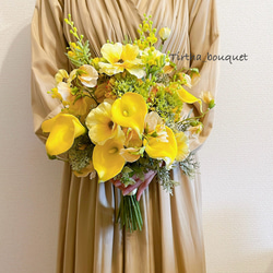 完成品】おしゃれ花嫁に人気 カラー パールブーケ ブートニア