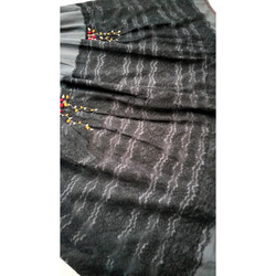 手刺繍ローズとブラックレースのフレアースカート【ワインレッドローズ】 2枚目の画像
