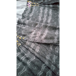 手刺繍ローズとブラックレースのフレアースカート【パープルローズ】 2枚目の画像