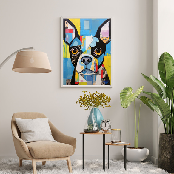 【Wanbism (ワンビズム) - ボストンテリア犬 No.1】アートポスター 犬の絵 犬の絵画 犬のイラスト 7枚目の画像