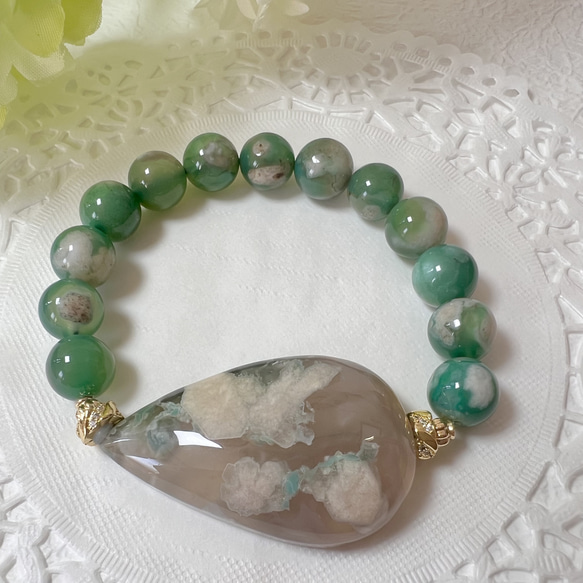 Ruby様　グリーン桜瑪瑙　ハート　雫 Ruby様 グリーン桜瑪瑙 ハート 雫 Ruby様グリーン桜瑪瑙ハート雫