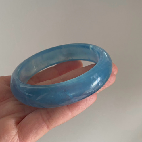 天然】アクアマリン バングル 46g 希少仕様アクアマリンバングル