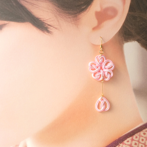 水引桜ひらひら ピアス/イヤリング ピアス（フック・チェーン） はわ