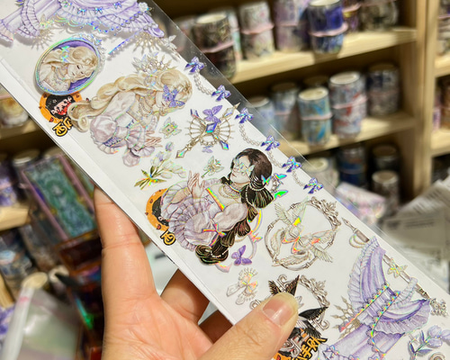 海外PETテープ 切り売り 蝶憶.以諾書 薄紫 海外マステ コラージュ