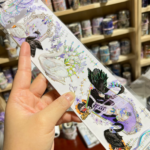 海外PETテープ 切り売り 蝶憶.以諾書 薄紫 海外マステ コラージュ