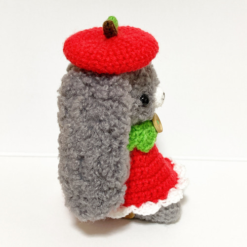 手づくりぬいぐるみ・あみぐるみNo.31 りんごうさぎ ぬいぐるみ なな