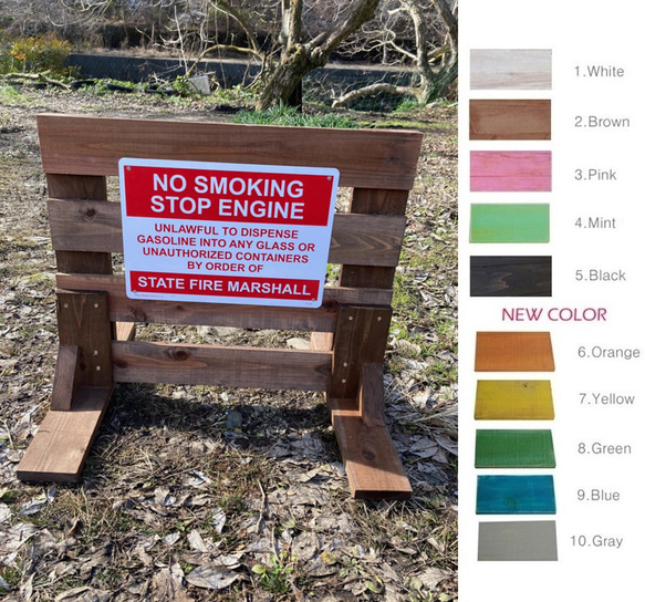 英字パネル付き木製立て看板　11色より 1枚目の画像