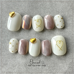 ネイルチップオーダー】ガーリーネイル 韓国ネイル ハートネイル