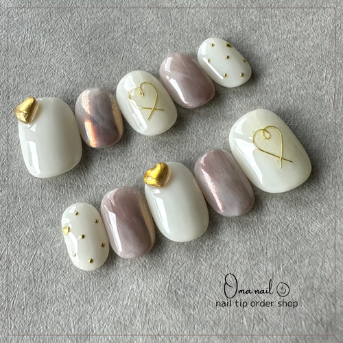 ネイルチップ オーダー ミラー ぷっくりハート マグネット