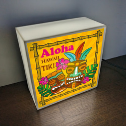 アロハ ハワイ TIKI ティキ像 ハイビスカス 店舗 自宅 ミニチュア ランプ 照明 看板 置物 雑貨 ライトBOX 2枚目の画像