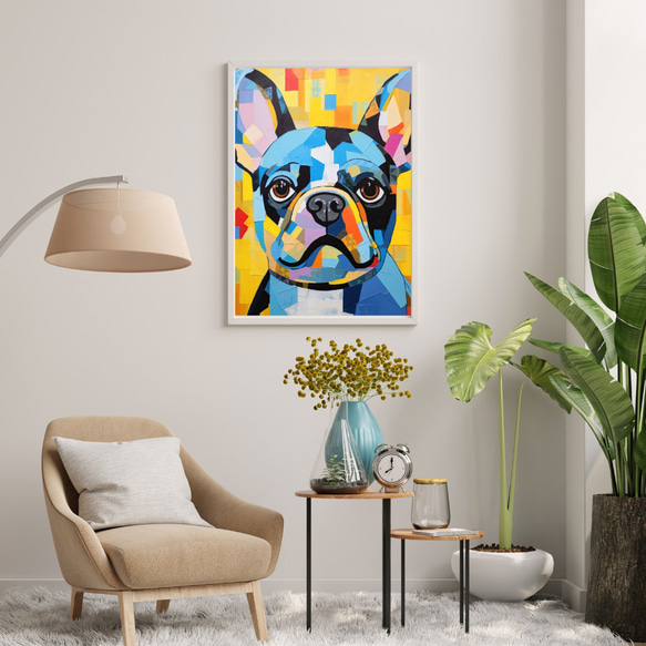 【Wanbism (ワンビズム) - フレンチブルドッグ犬 No.5】アートポスター 犬の絵 犬の絵画 犬のイラスト 7枚目の画像