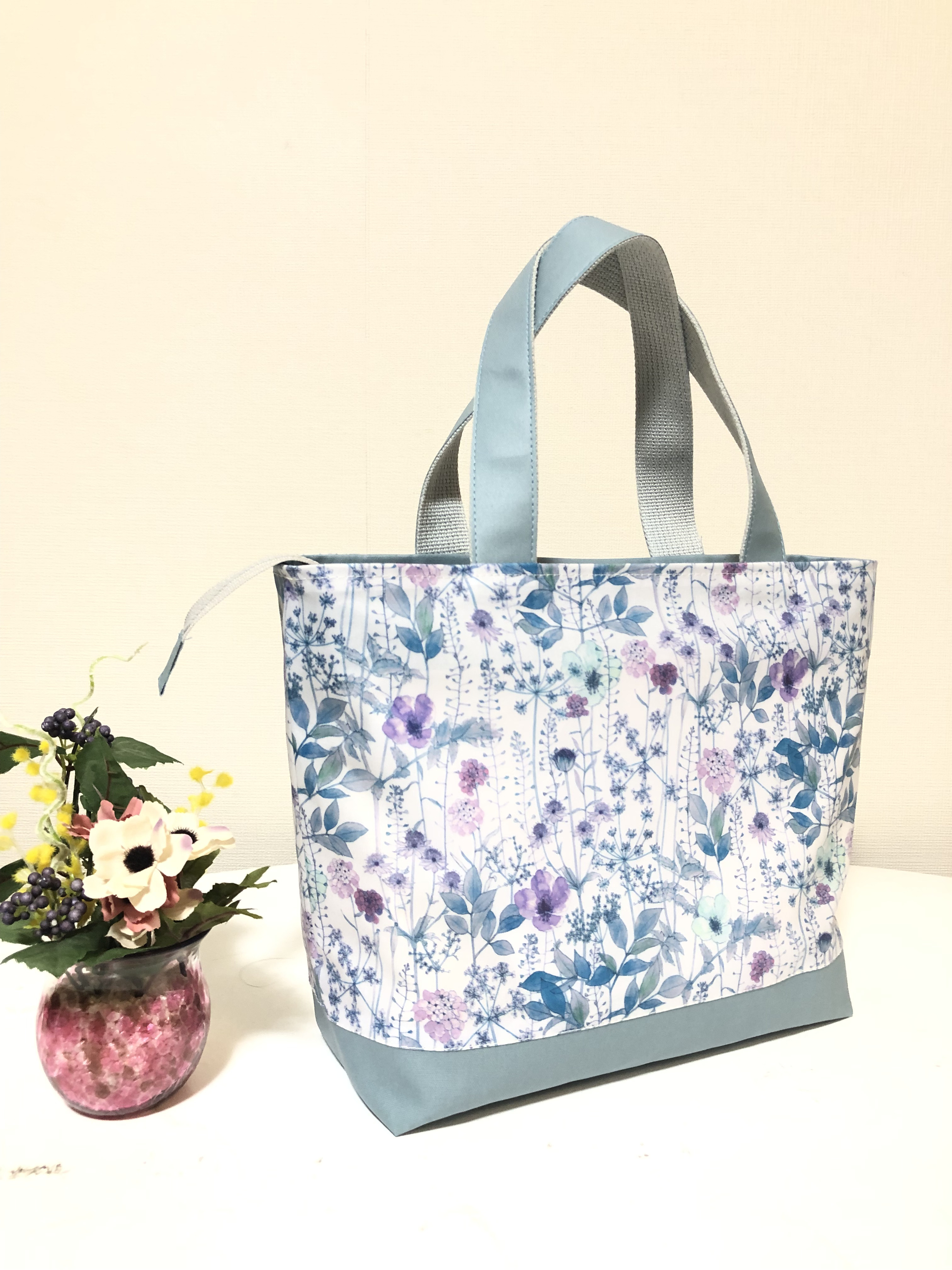 あおりトートバック リバティーグリーン系ラミネート どろくさい 