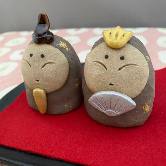 ひな人形セット(小)A  お雛様　ひな祭り　桃の節句　初節句　陶器製　可愛い　小さい 3枚目の画像