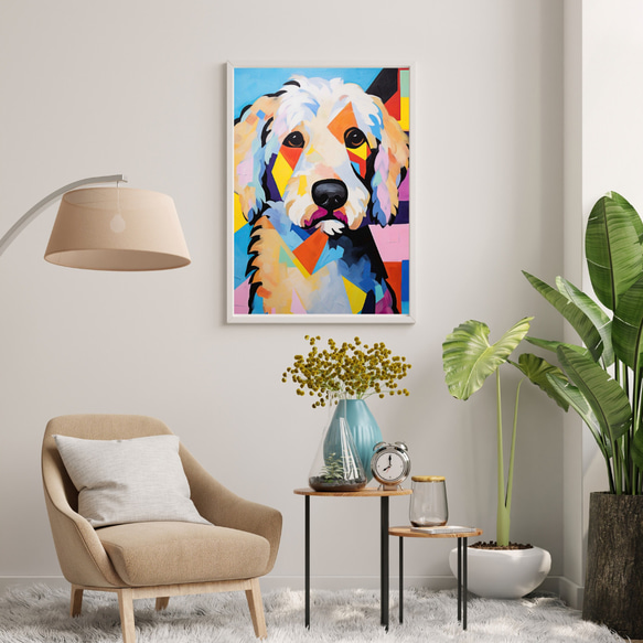 【Wanbism (ワンビズム) - ゴールデンドゥードル犬 No.4】アートポスター 犬の絵 犬の絵画 犬のイラスト 7枚目の画像