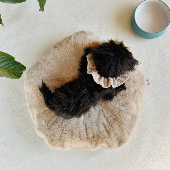子犬・子猫用【受注製作】ペットのぐっすりベッド　コンパクトサイズ　ピンク×キナリ 11枚目の画像