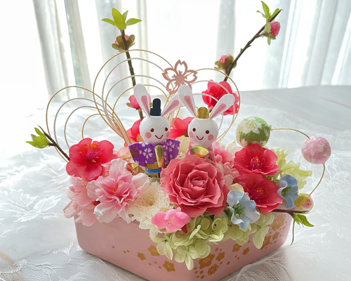 ひな祭り アレンジメント 造花❣️めーちゃん❣️２つセット‼️ b8aea205663f010103af4164b49281