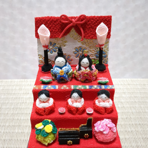 つまみ細工 雛人形三段飾り (1) つまみ細工 雛人形三段飾り (1) つまみ